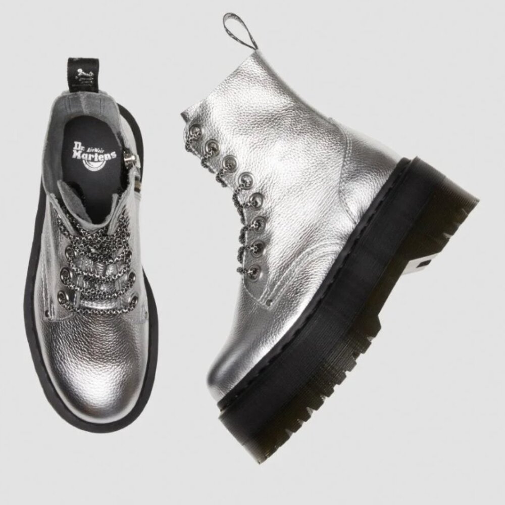 Dr. Martens Silver Metallic Combat Boots